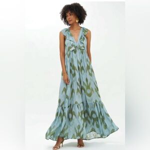 Oliphant Blue and Green Chitka Maxi Dress